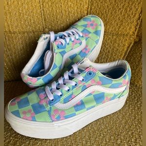 Vans Old Skool Stackform Shoe in Blue/Green Floral